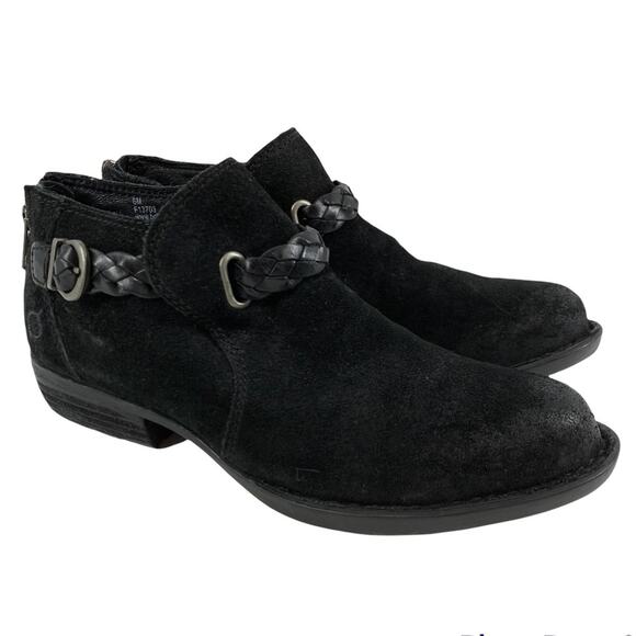 Born Nolina Leather Suede Ankle Boots Black Women’s Size 6M - Picture 2 of 10